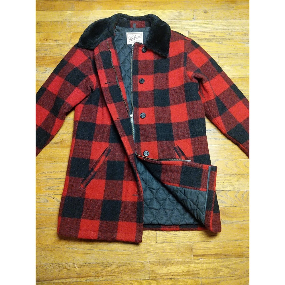 Woolrich‎ Women's Buffalo Plaid Mid Length Winter Coat Size Small Wool Quilted - Picture 9 of 13